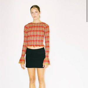 Apres Studio Valentine Plaid Ruched Longsleeve